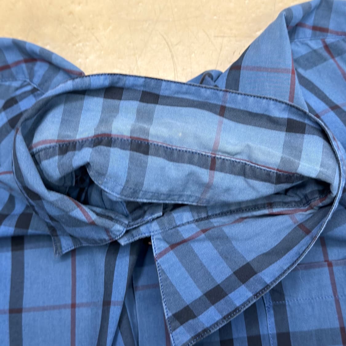 L 버버리 블루 체크 반팔 셔츠 상품이미지6