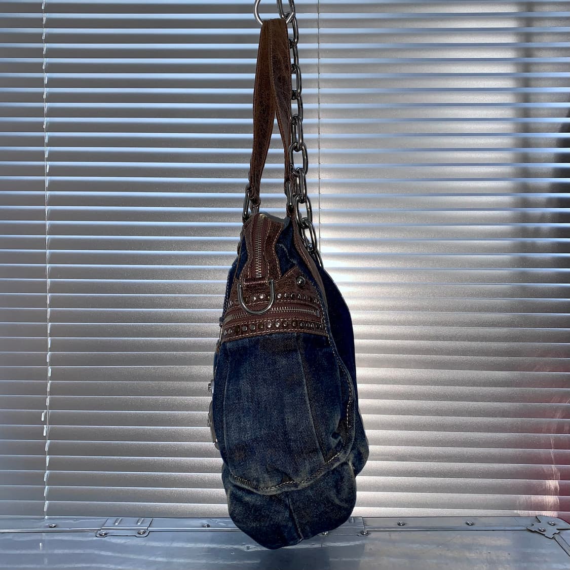00s 빈티지 게스 XL 데님 빅 버클백 가방 상품이미지6