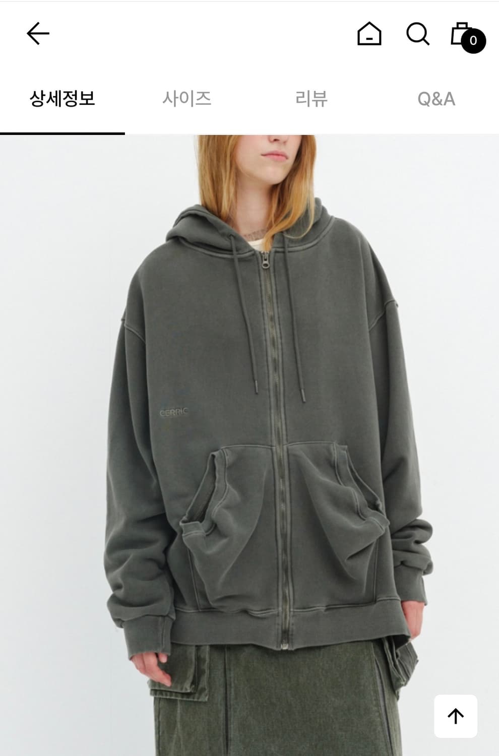 세릭 홀포인트 후드집업 카키 상품이미지1