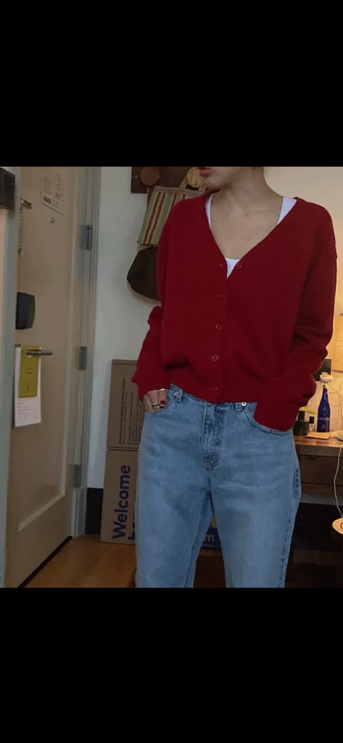 메이비베이비 [dearest] Magnolia 가디건-홀리데이레드 상품이미지4