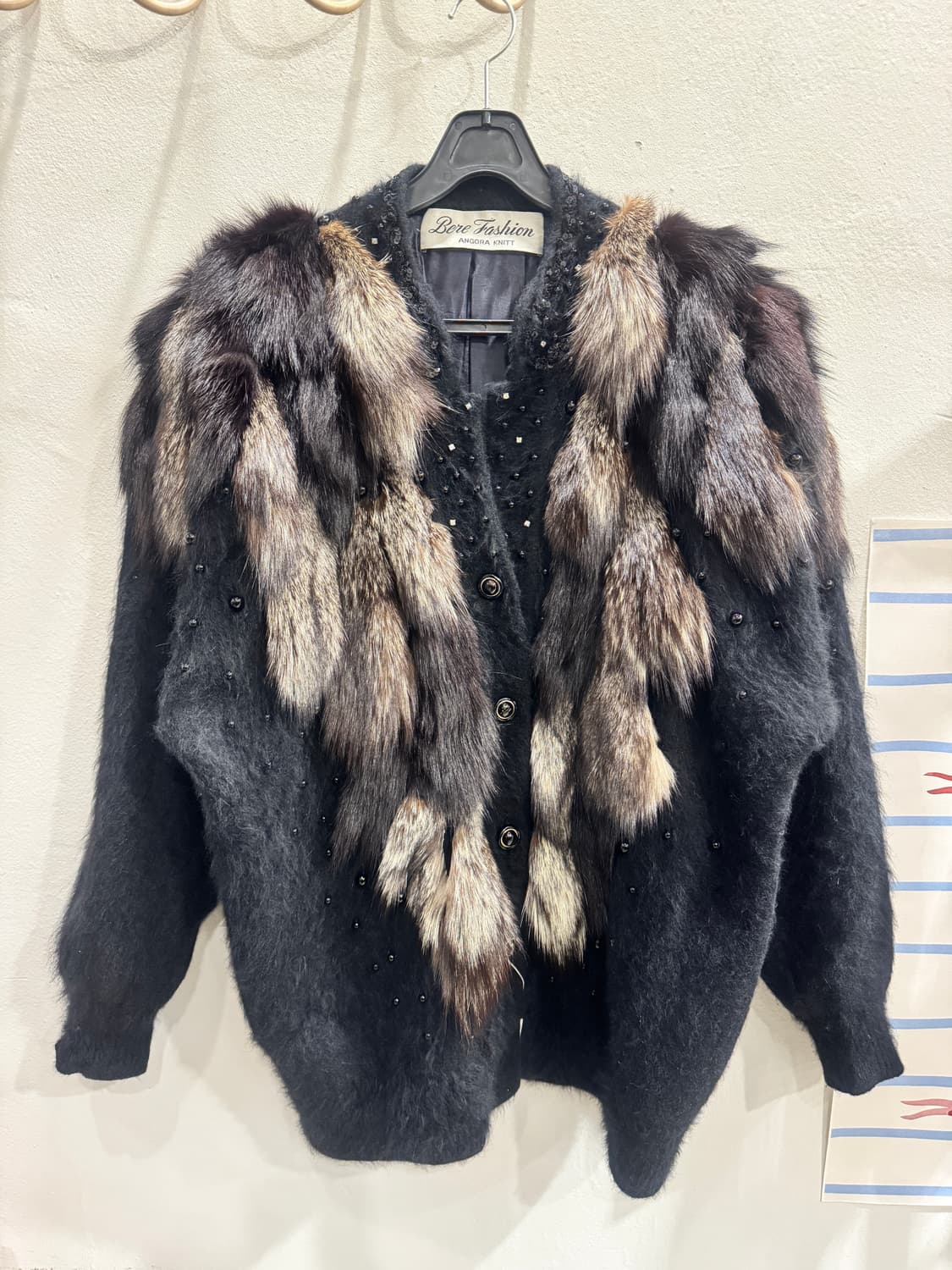 japan vintage fur콤비 앙고라 가디건 상품이미지1