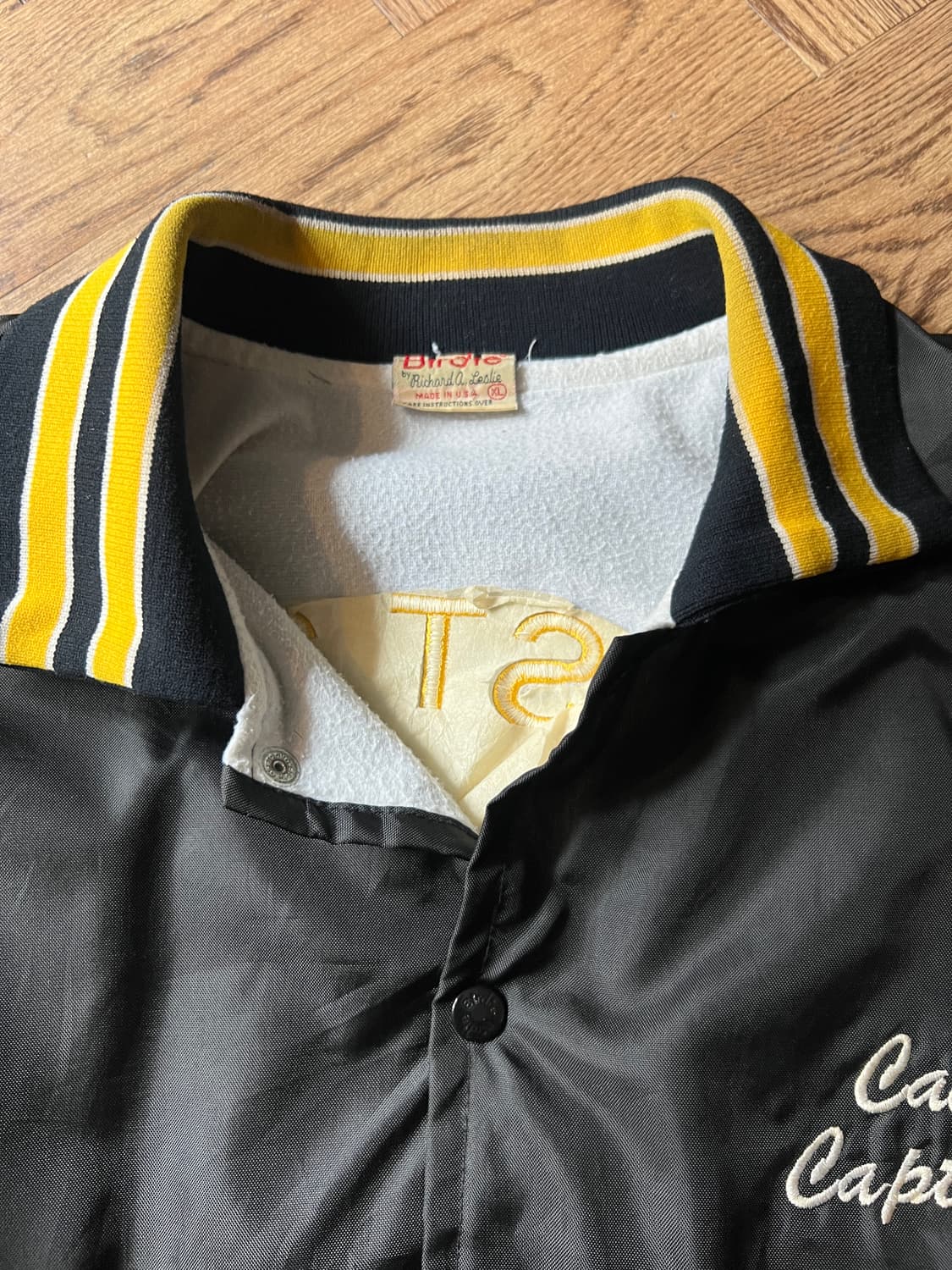 [XL]80's Made in USA POST 340 블랙 바시티 자켓 상품이미지3