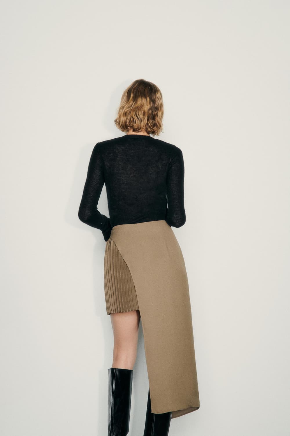 자라 플리츠 콤비 언발란스 스커트 M 새상품 상품이미지5