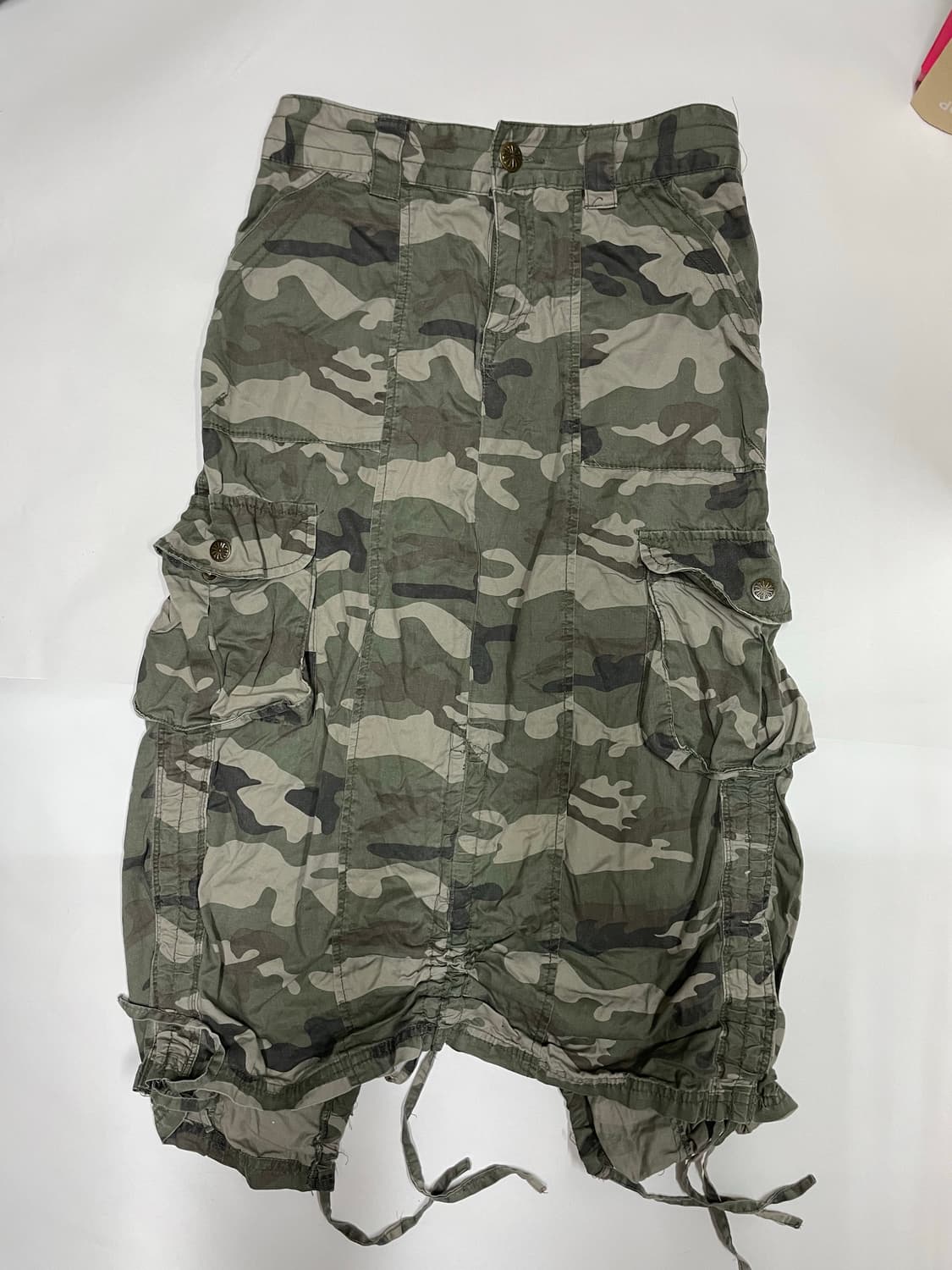 큐빈티지 카모 셔링 스커트 상품이미지2