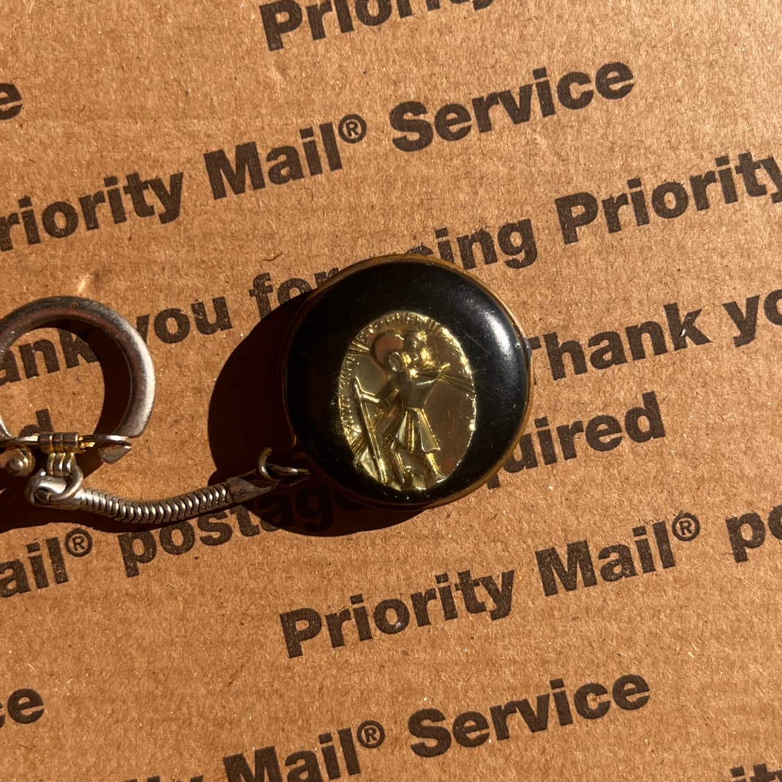 90s vtg St. Christopher Medal Keyring 상품이미지1