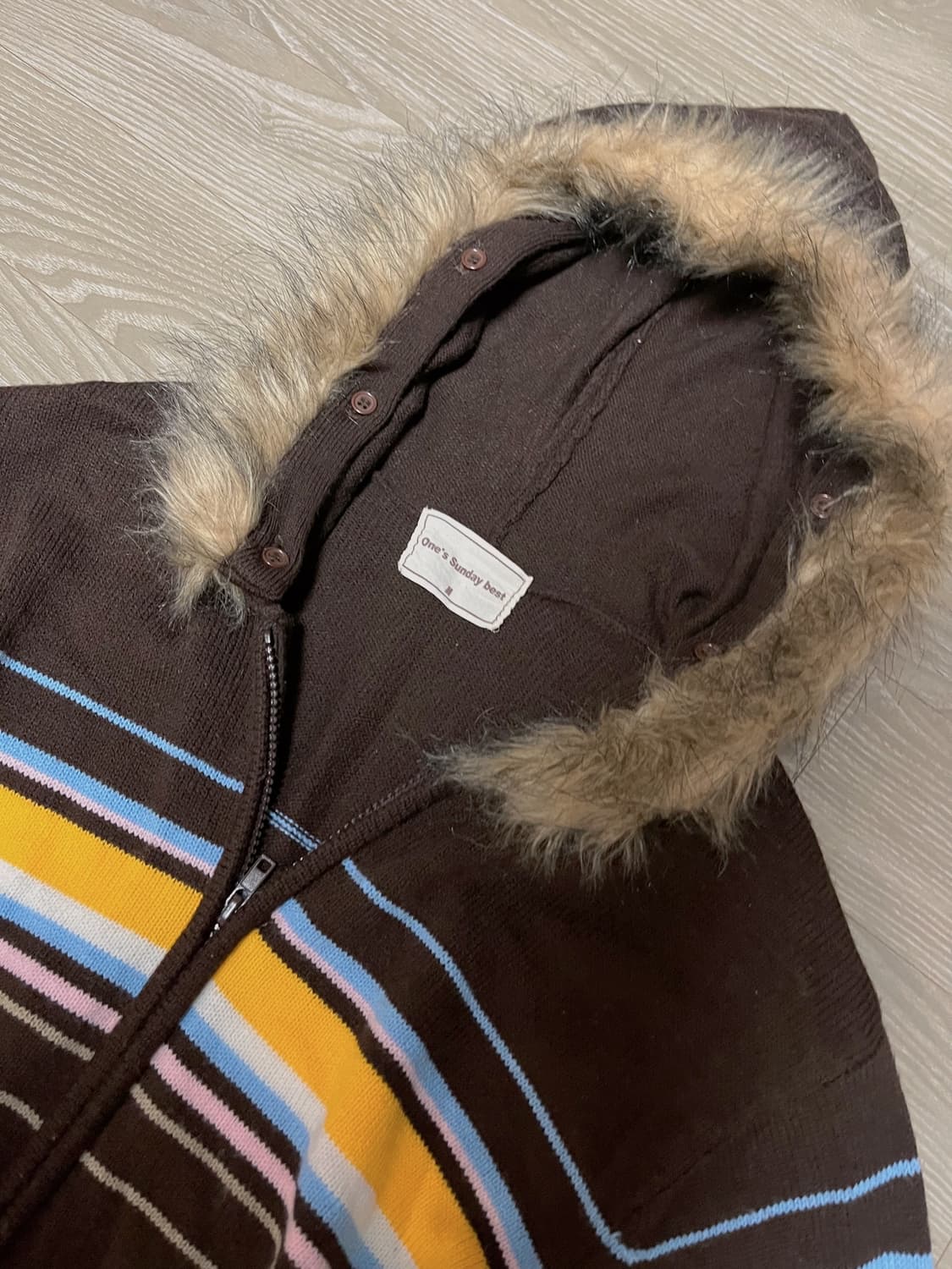 대장)🤎☕️빈티지 라떼갸루 울프죠 니트 후드집업 유니크 y2k 모리걸 상품이미지2