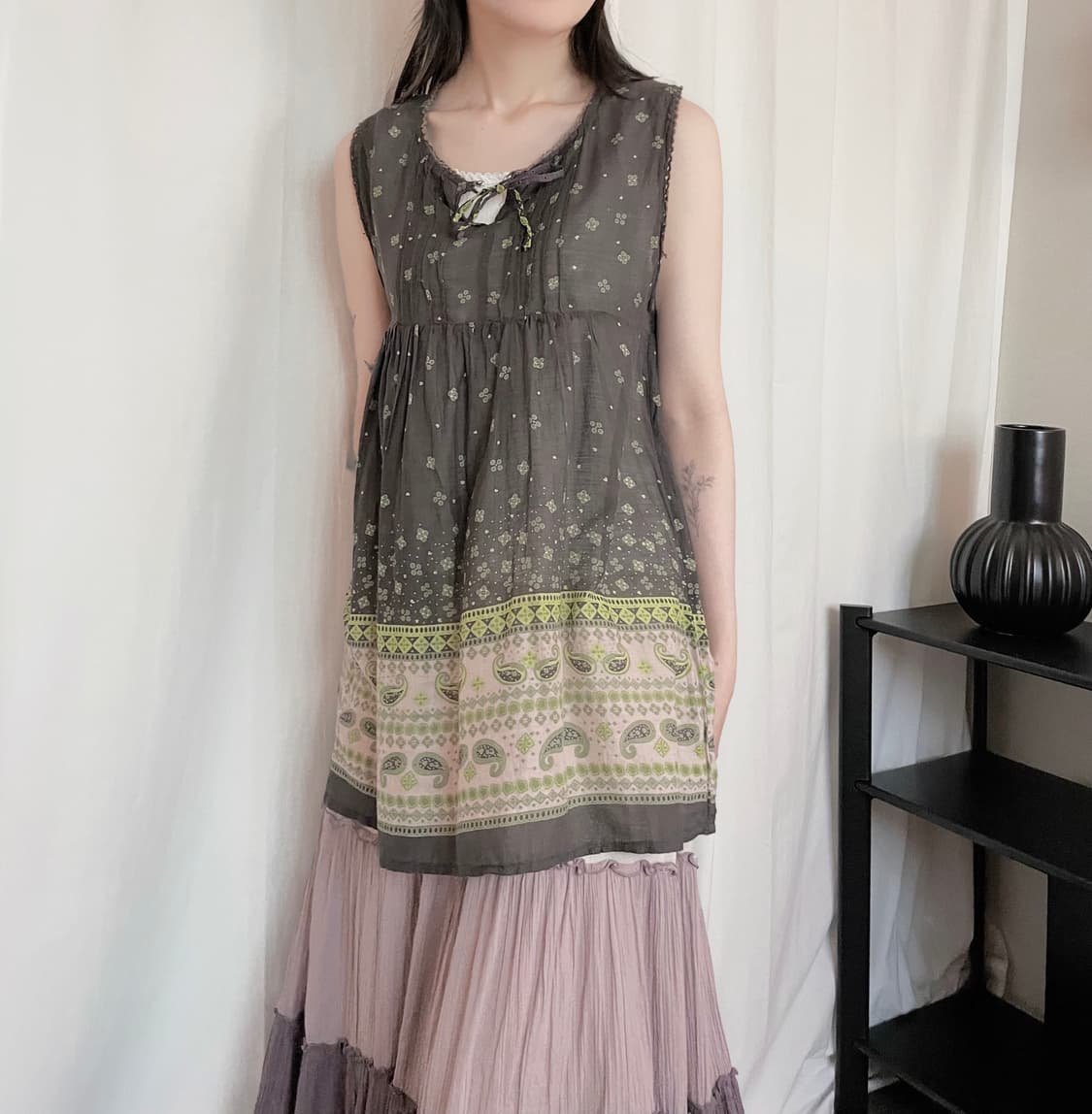 Ethnic Print Sleeveless Blouse  상품이미지1