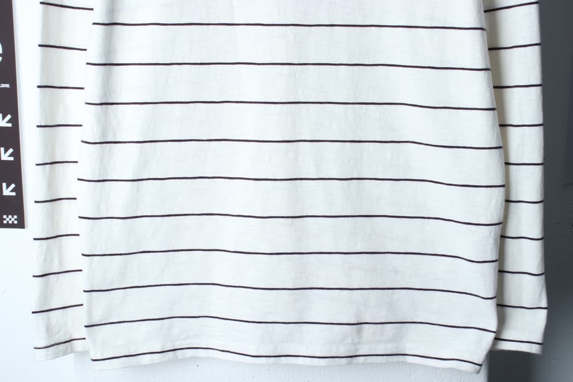 (L-XL) 지오다노 긴팔티셔츠 스트라이프 단가라 아이보리-H32954 상품이미지4