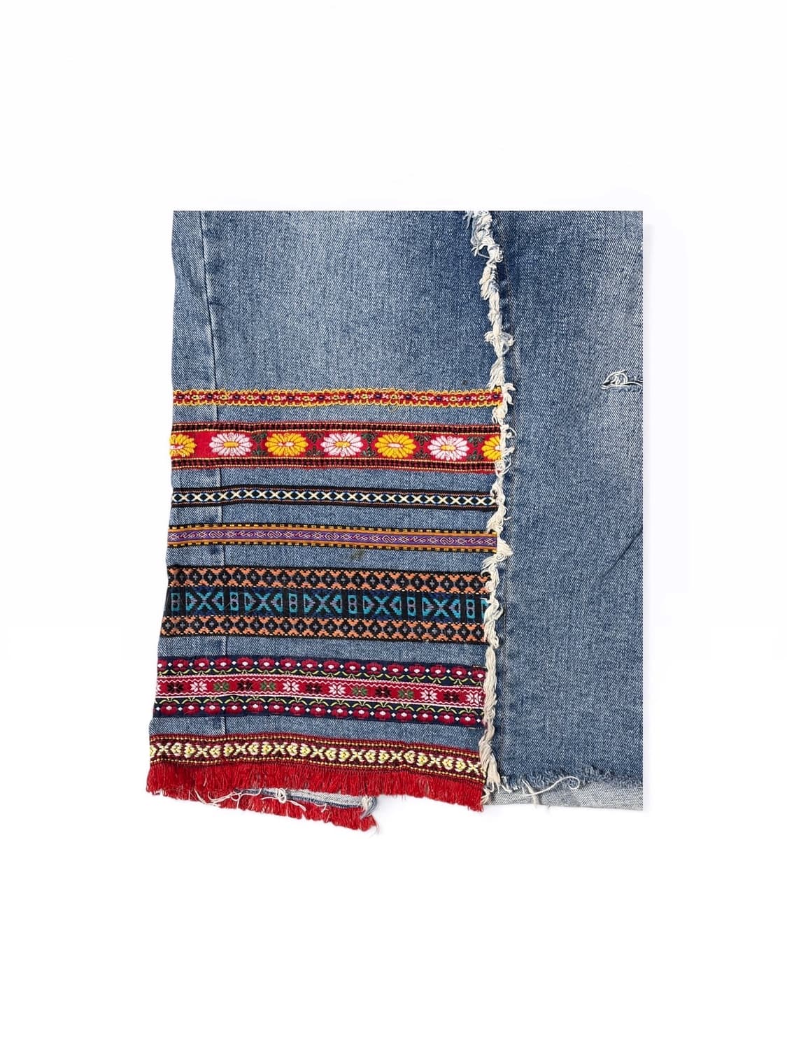 보헤미안 데미지 데님 미디스커트 상품이미지3