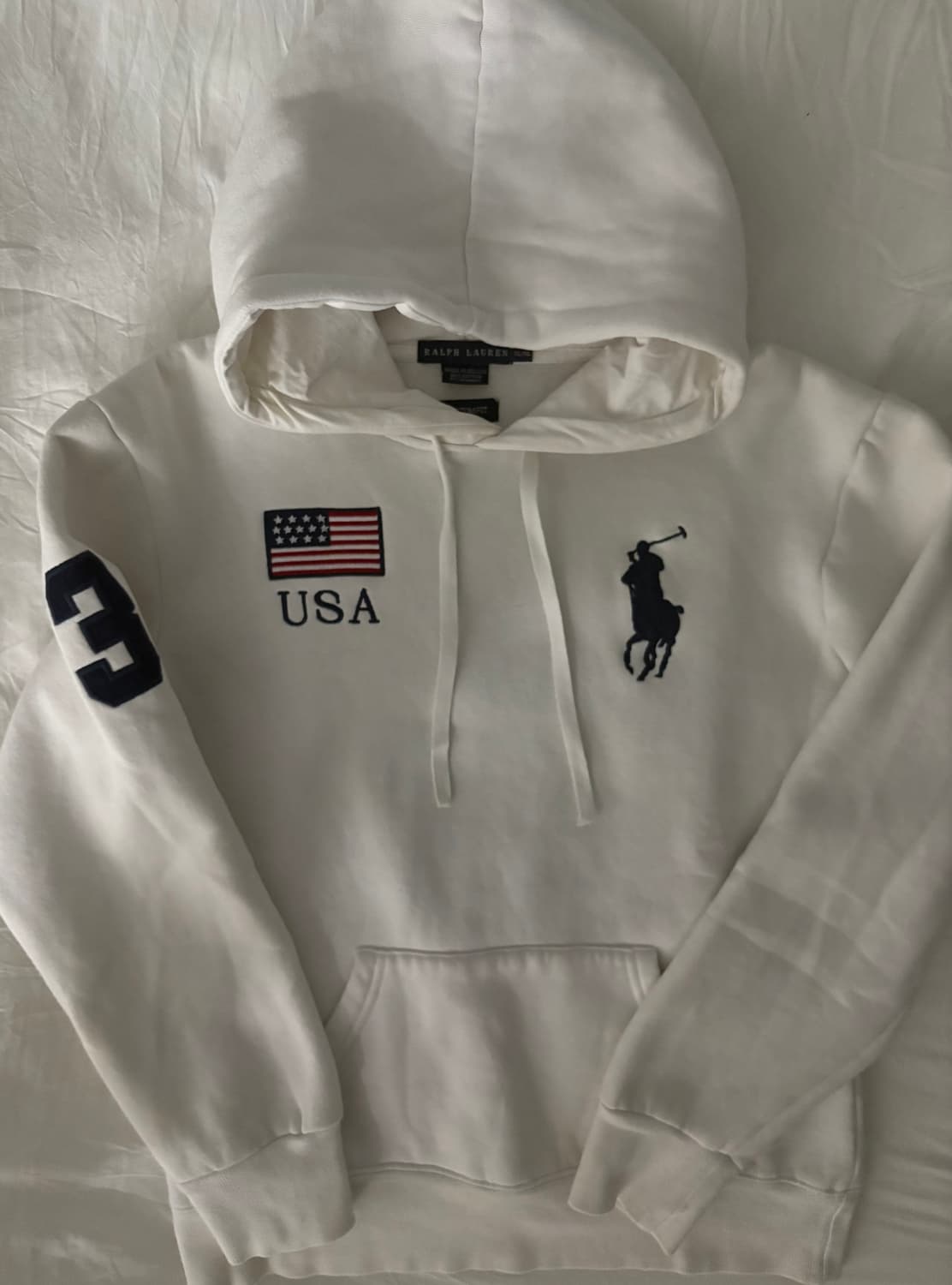 폴로 빅포니 성조기 후드티 화이트 상품이미지2