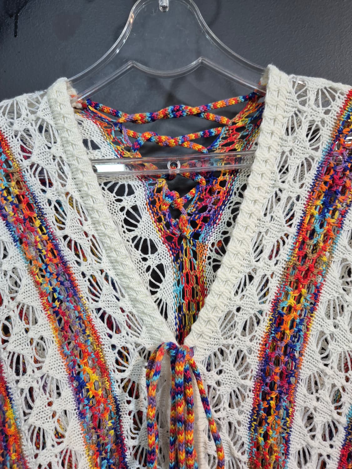 화려한 컬러 배색 크로셰 니트 탑 55 66 상품이미지3