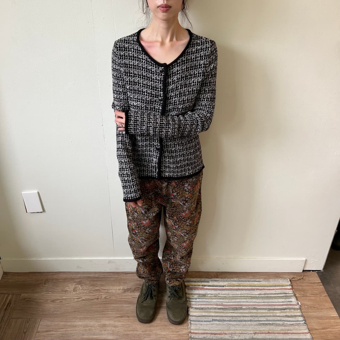 꾸레쥬 블랙 트위드 가디건 상품이미지3