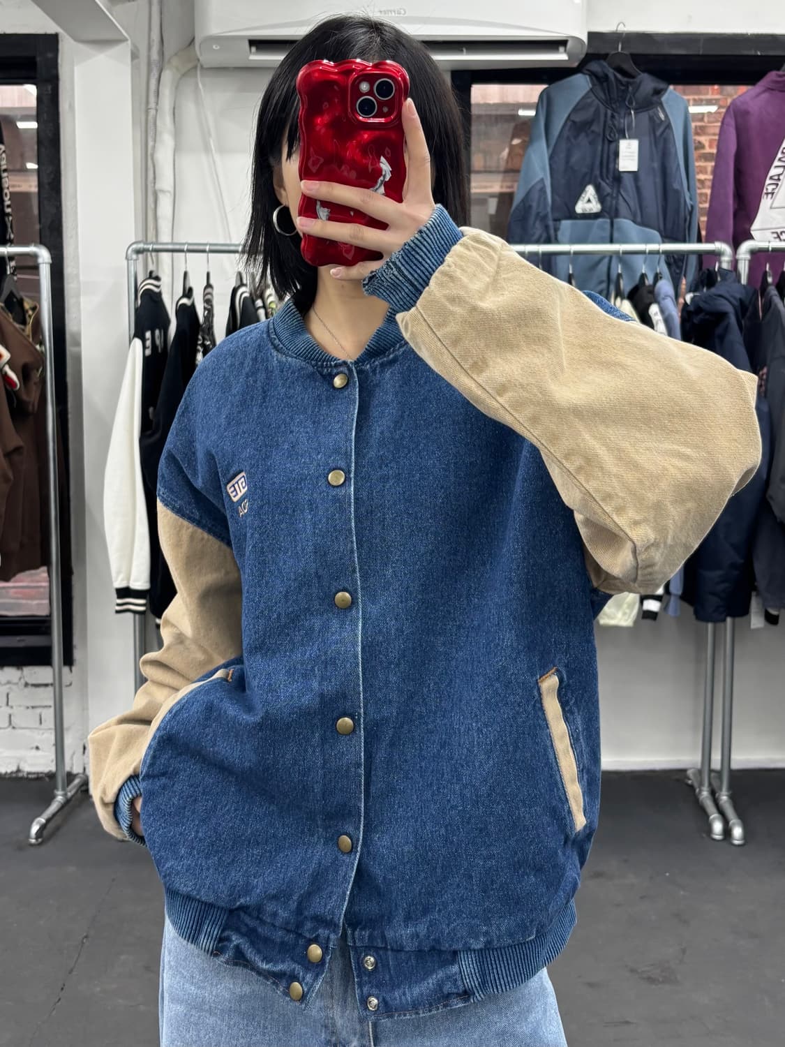 Three Rivers 데님 바시티 자켓  상품이미지2