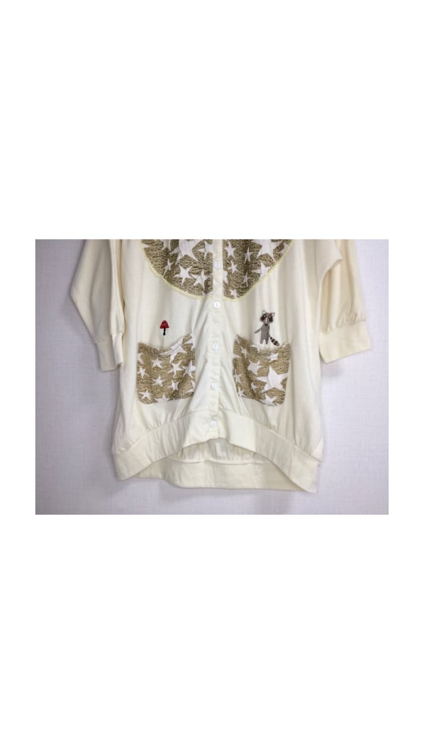 Scolar 스칼라 베이지 별 무늬 7부소매 가디건 상품이미지3