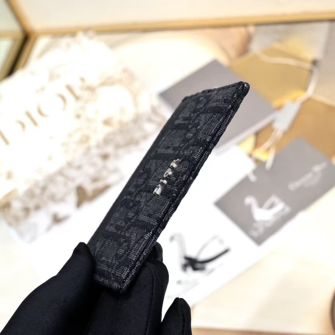 디올 카드 홀더 블랙 디올 오블리크 자카드 상품이미지6