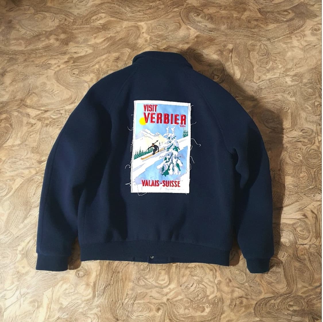 XL(약105~110) 자라 울 점퍼 자켓 네이비 빈티지 스키패치 상품이미지1