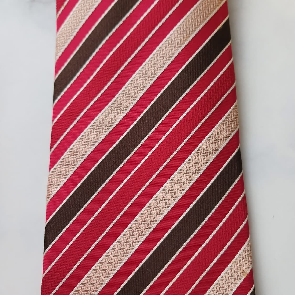 니나리치 실크 레드 스트라이프 넥타이 9.5cm A+등급 E733 상품이미지7
