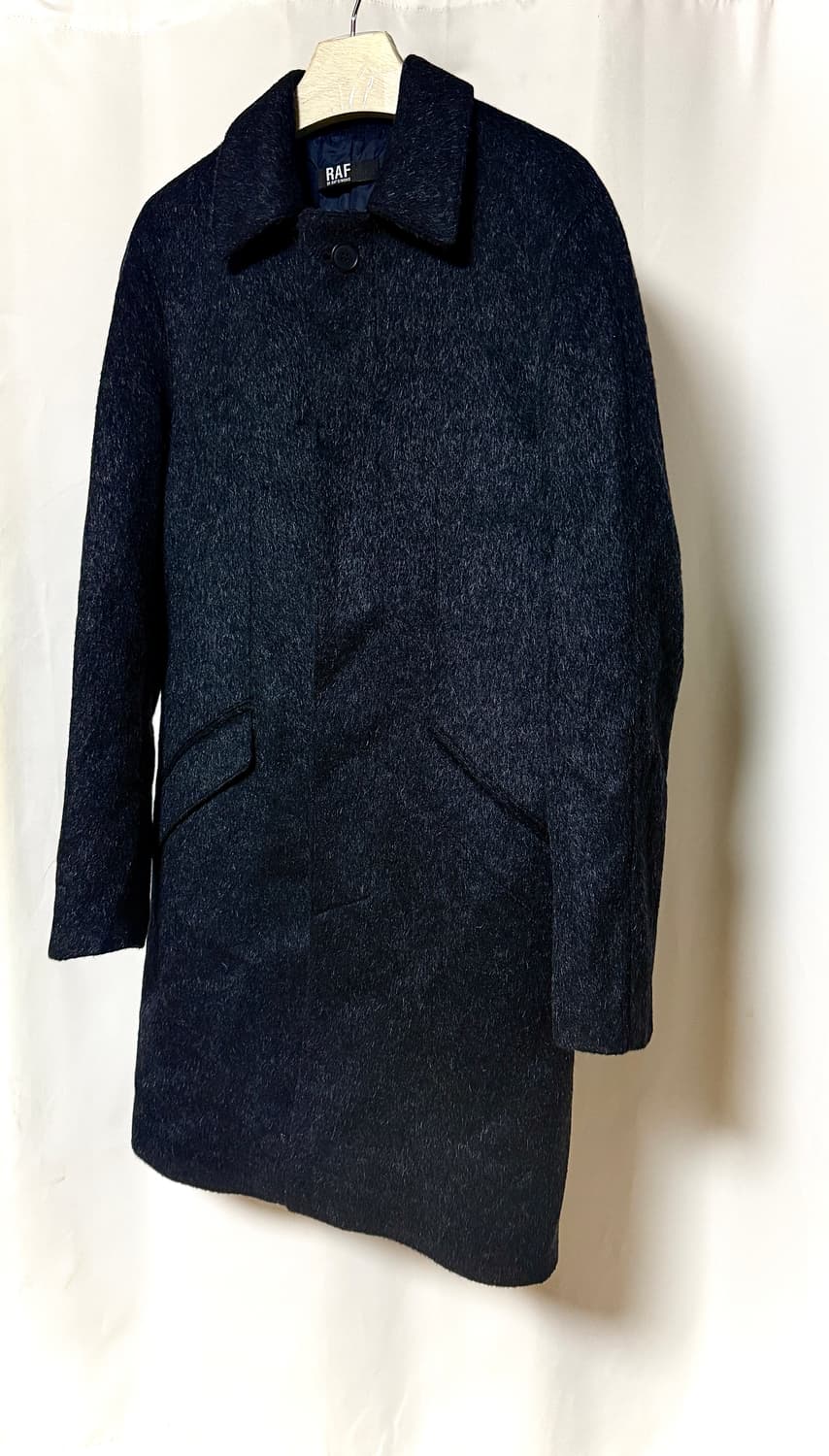 RAF SIMONS Mohair 블루블랙 다이아 싱글 코트 상품이미지1