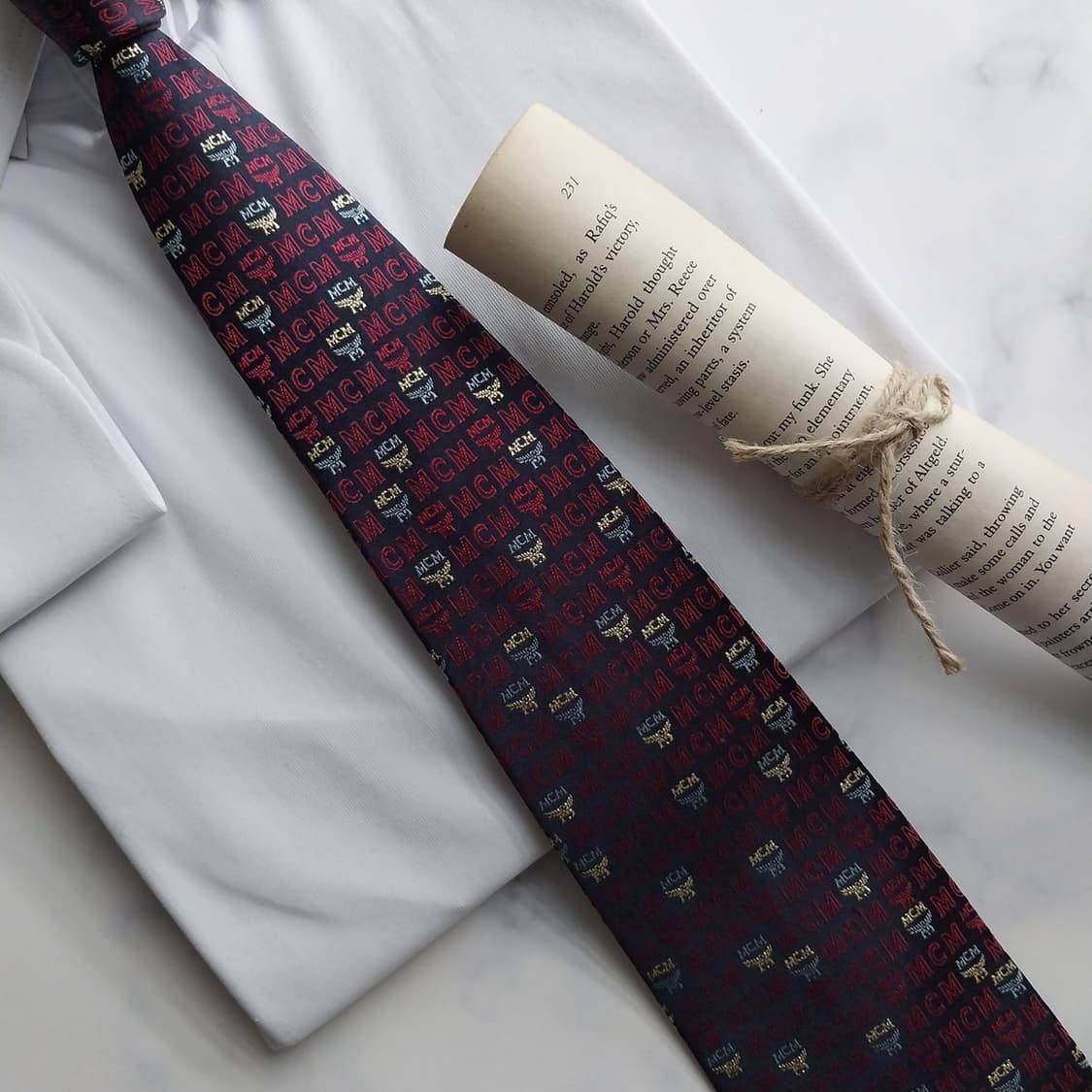 MCM 실크 퍼플 로고 올오버 넥타이 9.3cm A+등급 K1463
 상품이미지9