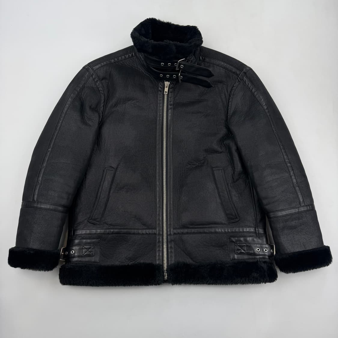 미나브 레더 스트랩 무스탕 자켓 상품이미지2