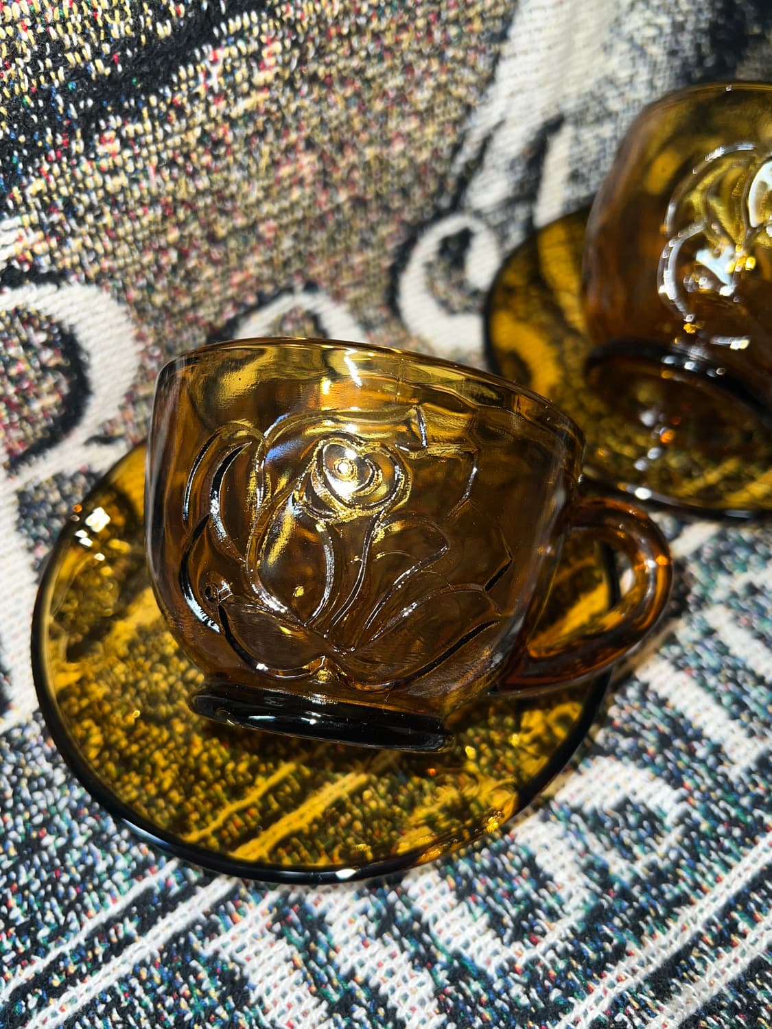 70s Korean Amber Rose Presses Glass Cup 상품이미지1