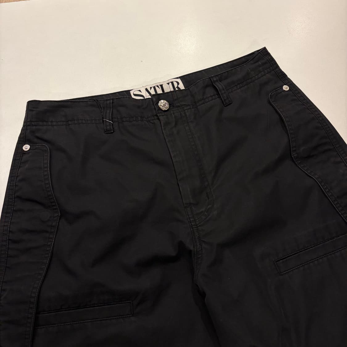 [M] 세터 블랙 와이드 카고 바지 팬츠 D640 상품이미지3