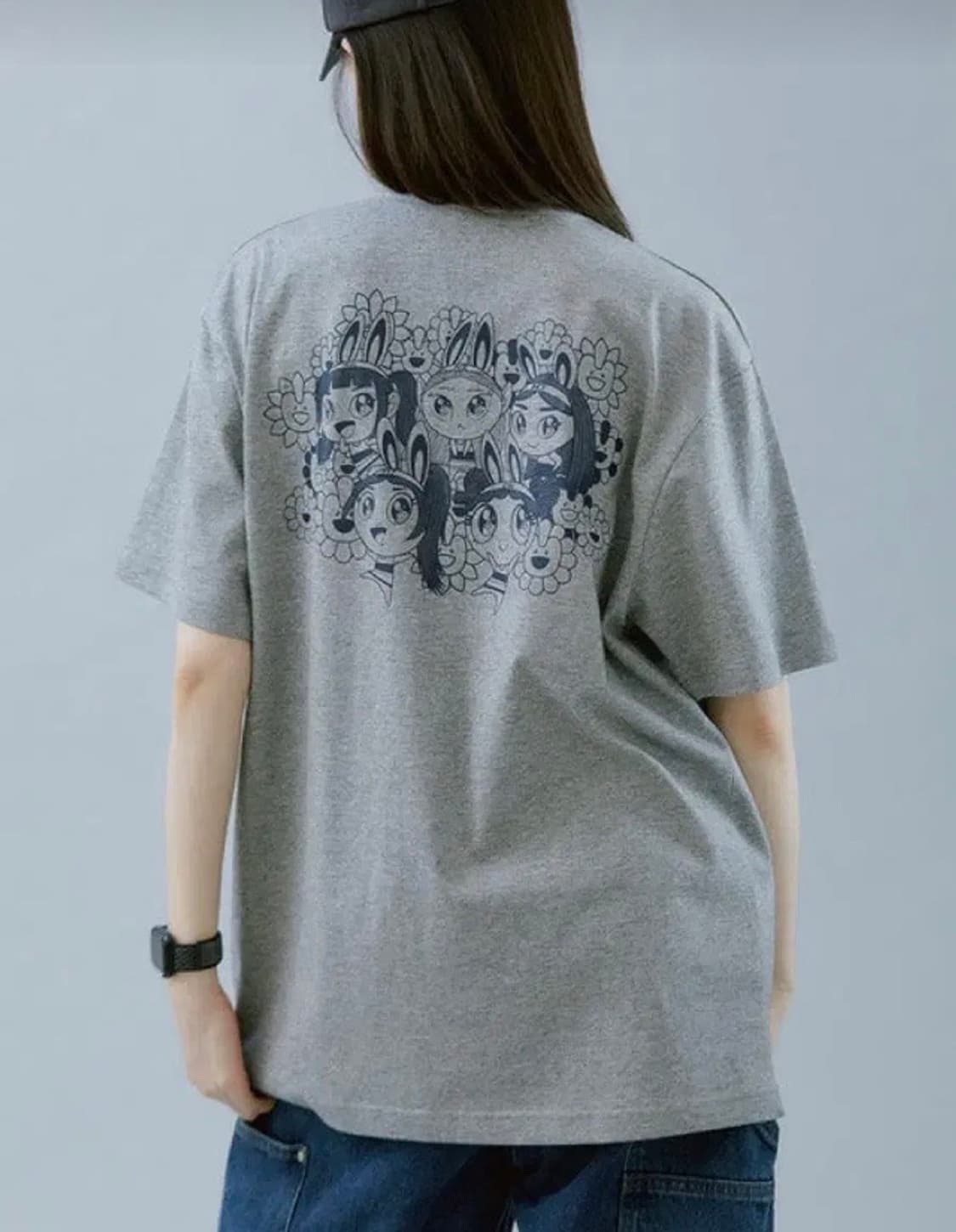 뉴진스 무라카미 티셔츠 멜란지 그레이 L newjeans 상품이미지1