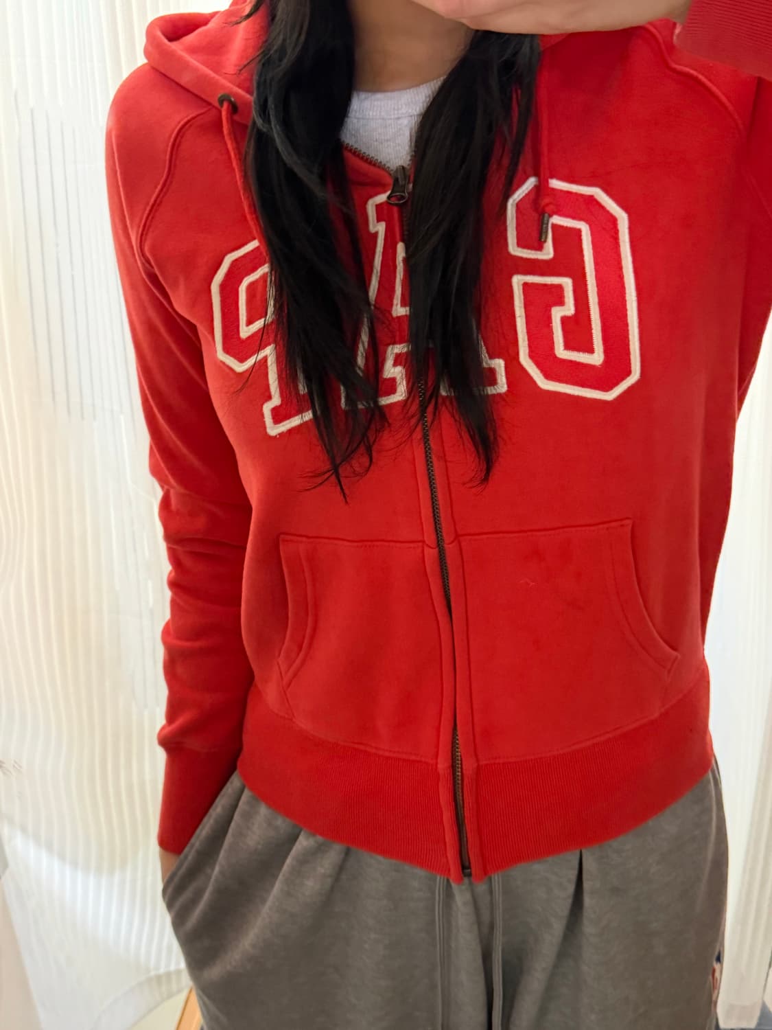 갭 다홍 후드집업 xs 상품이미지1