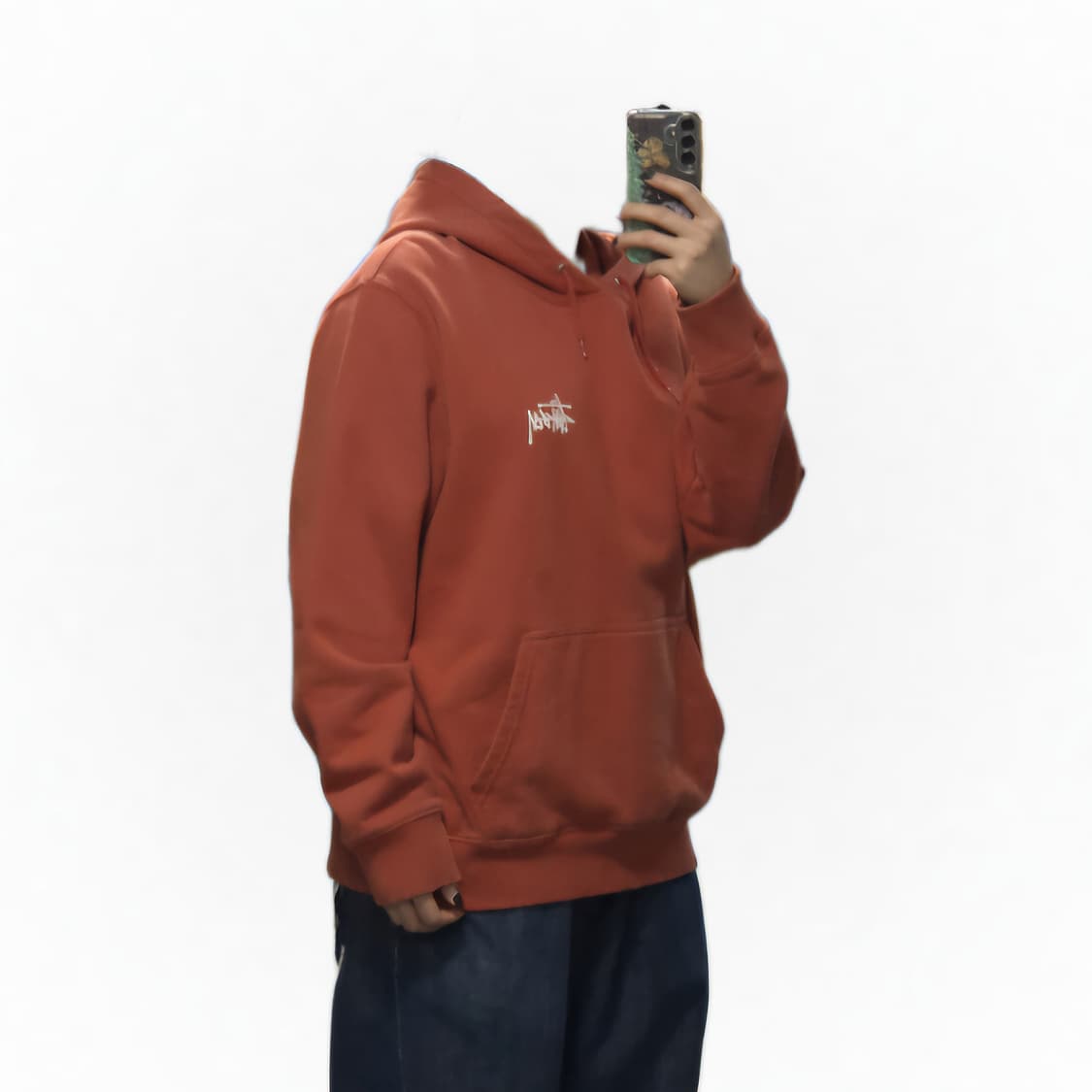 스투시 로고 오렌지 후드티 M 상품이미지5