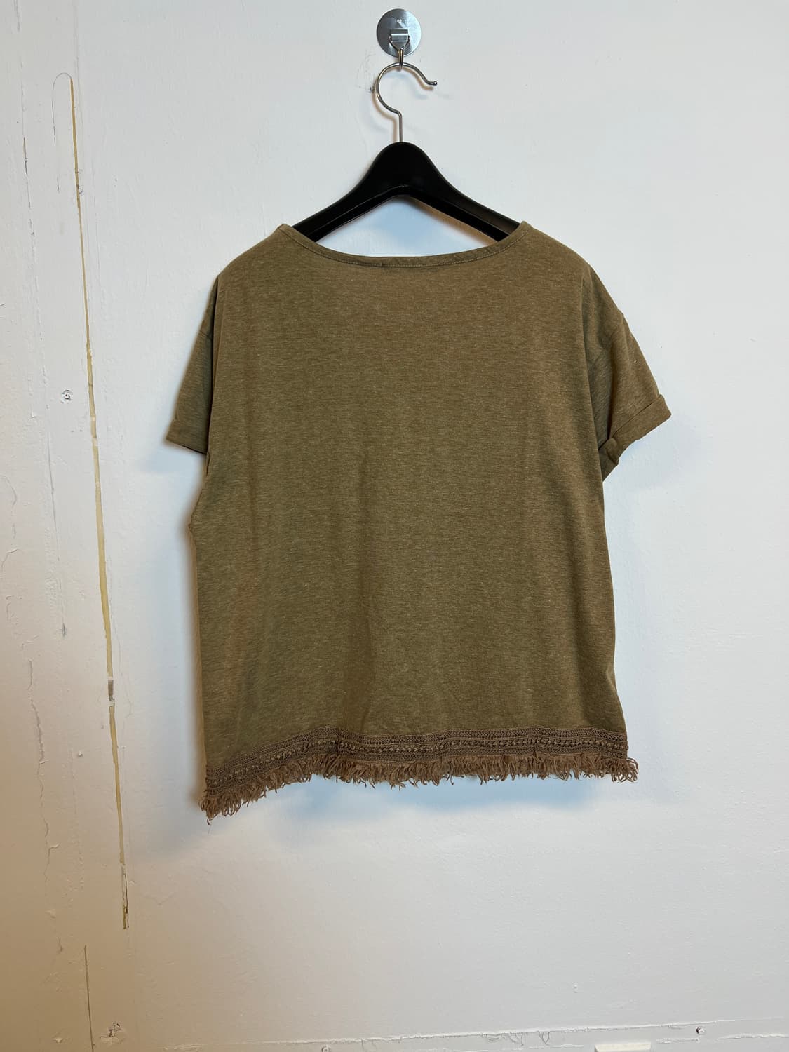 T091 JPN 빈티지 카키 포켓디테일 브이넥 반팔티셔츠 M 상품이미지2