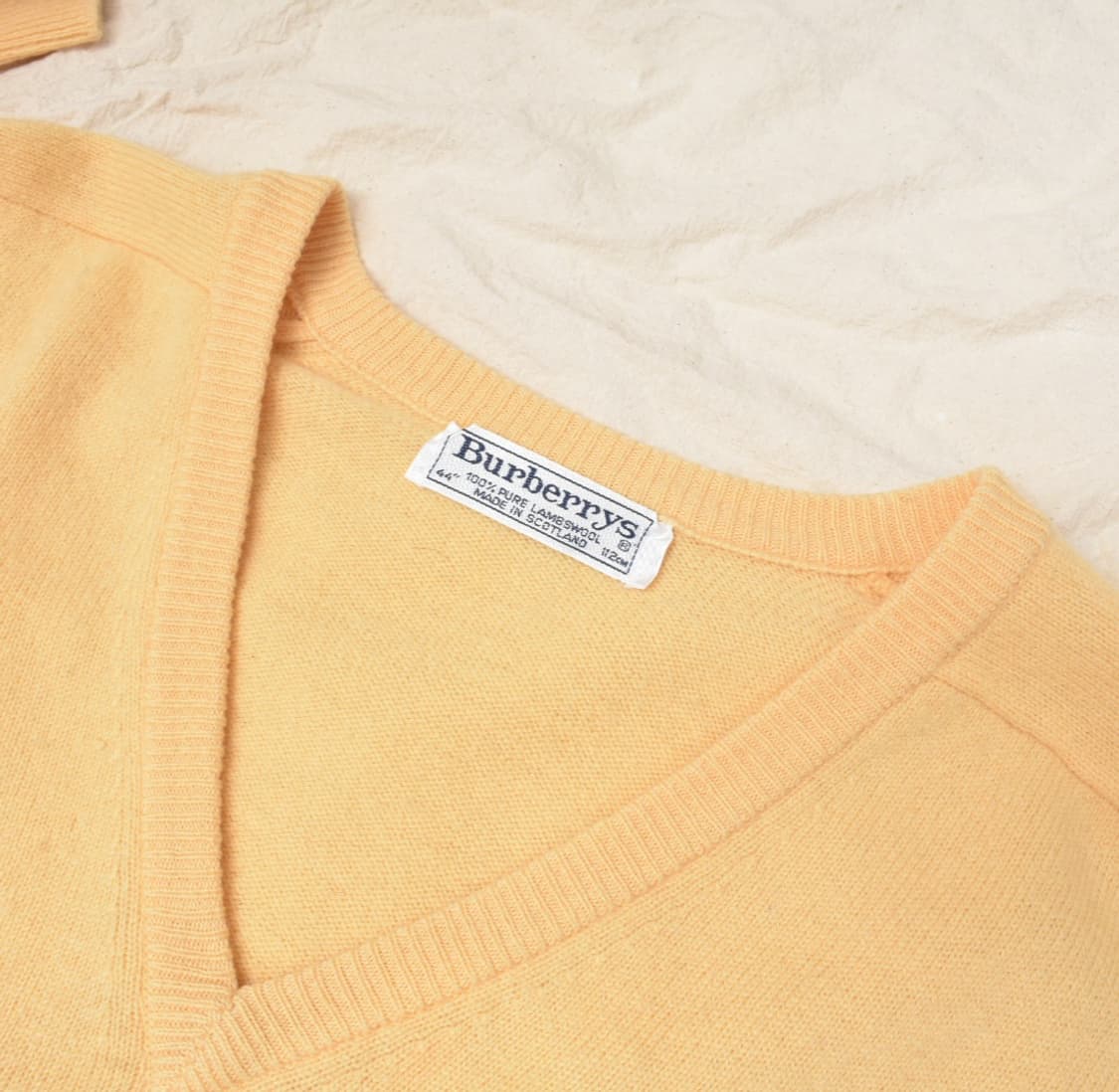 90S 버버리 램스 울100 브이넥 니트 스웨터 44 N0717 상품이미지5