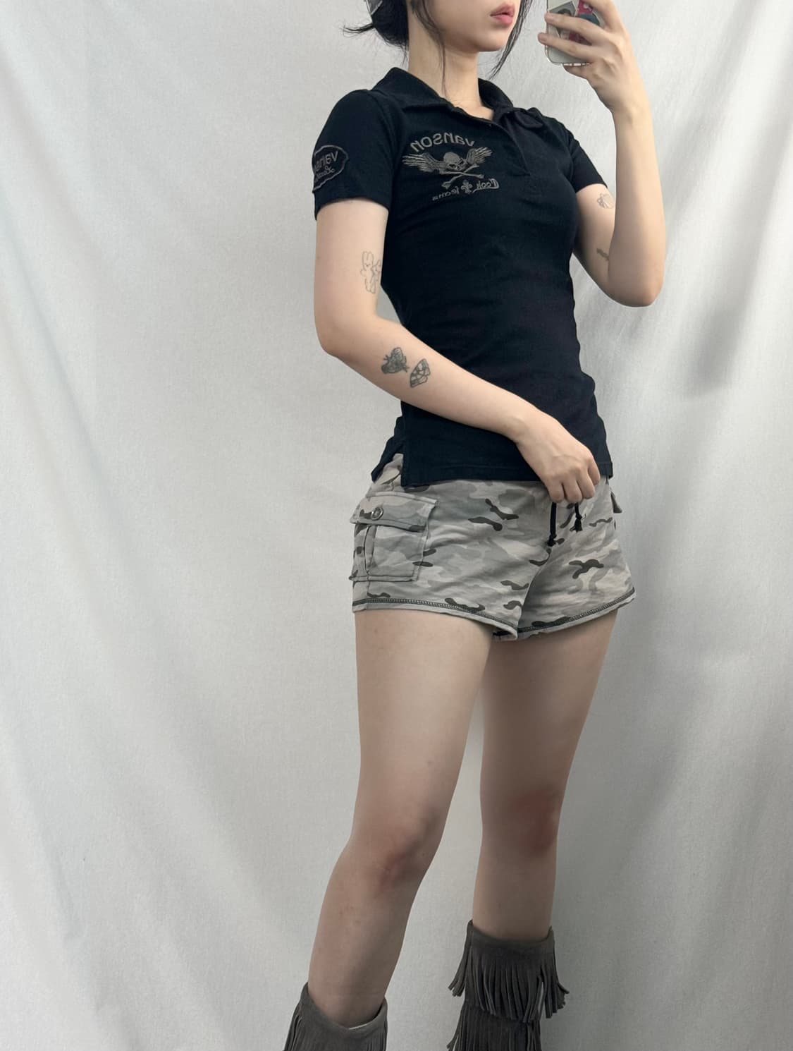 카고 포켓 카모 패턴 밴딩 쇼츠 상품이미지2