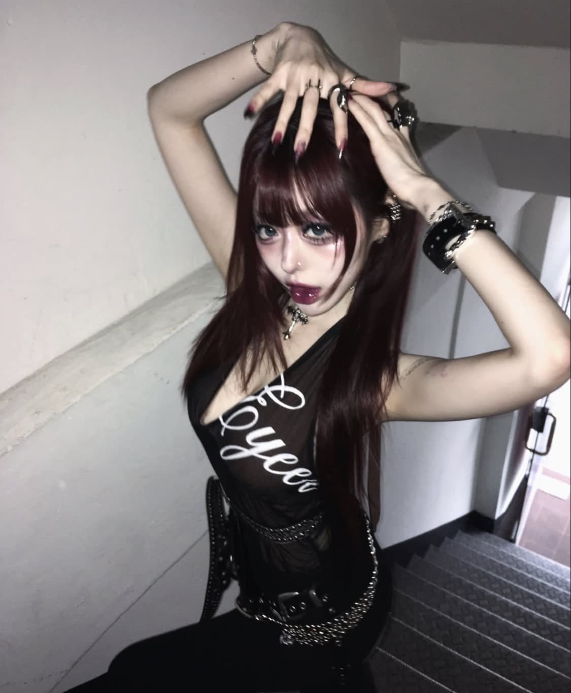 나나 펑크 크리스탈 크로스 십자가 팬던트 네크리스 목걸이 상품이미지3