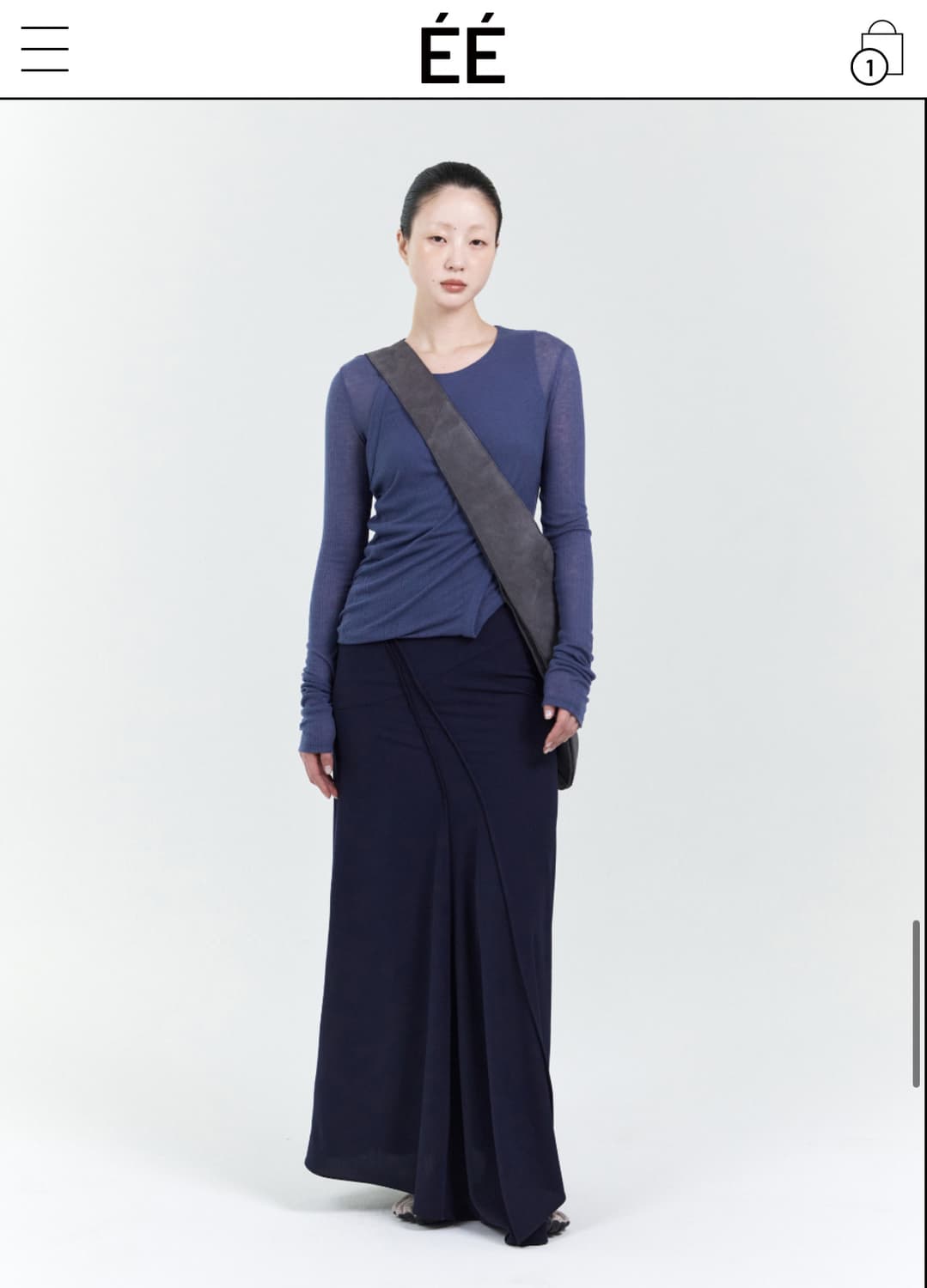 ee 트위스트 티셔츠 네이비 M 상품이미지2