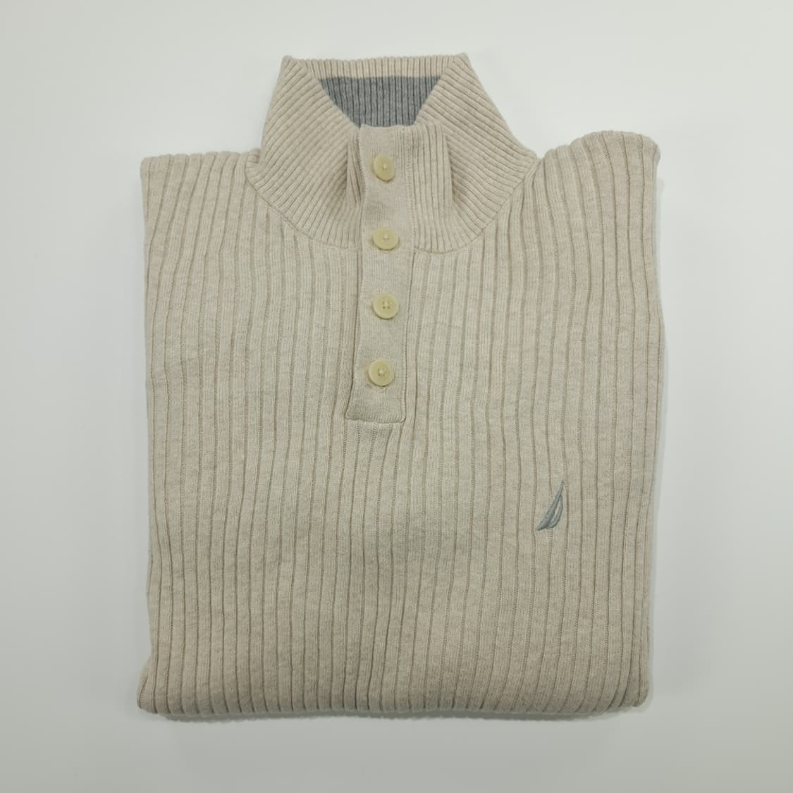 CN977 XL 노티카 연베이지 리브드 하프버튼 긴팔 니트 스웨터 상품이미지7