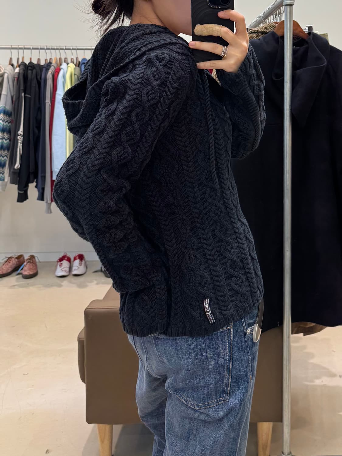 폴로 랄프로렌 진스 브이넥 케이블 니트 후드 상품이미지9