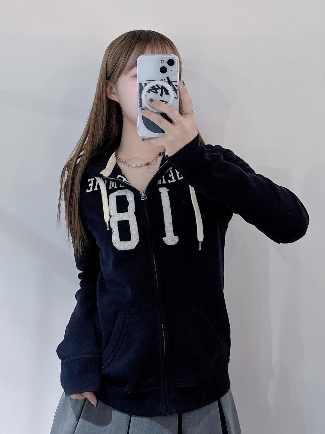 아베크롬비 블랙 빅로고 후드집업 상품이미지1