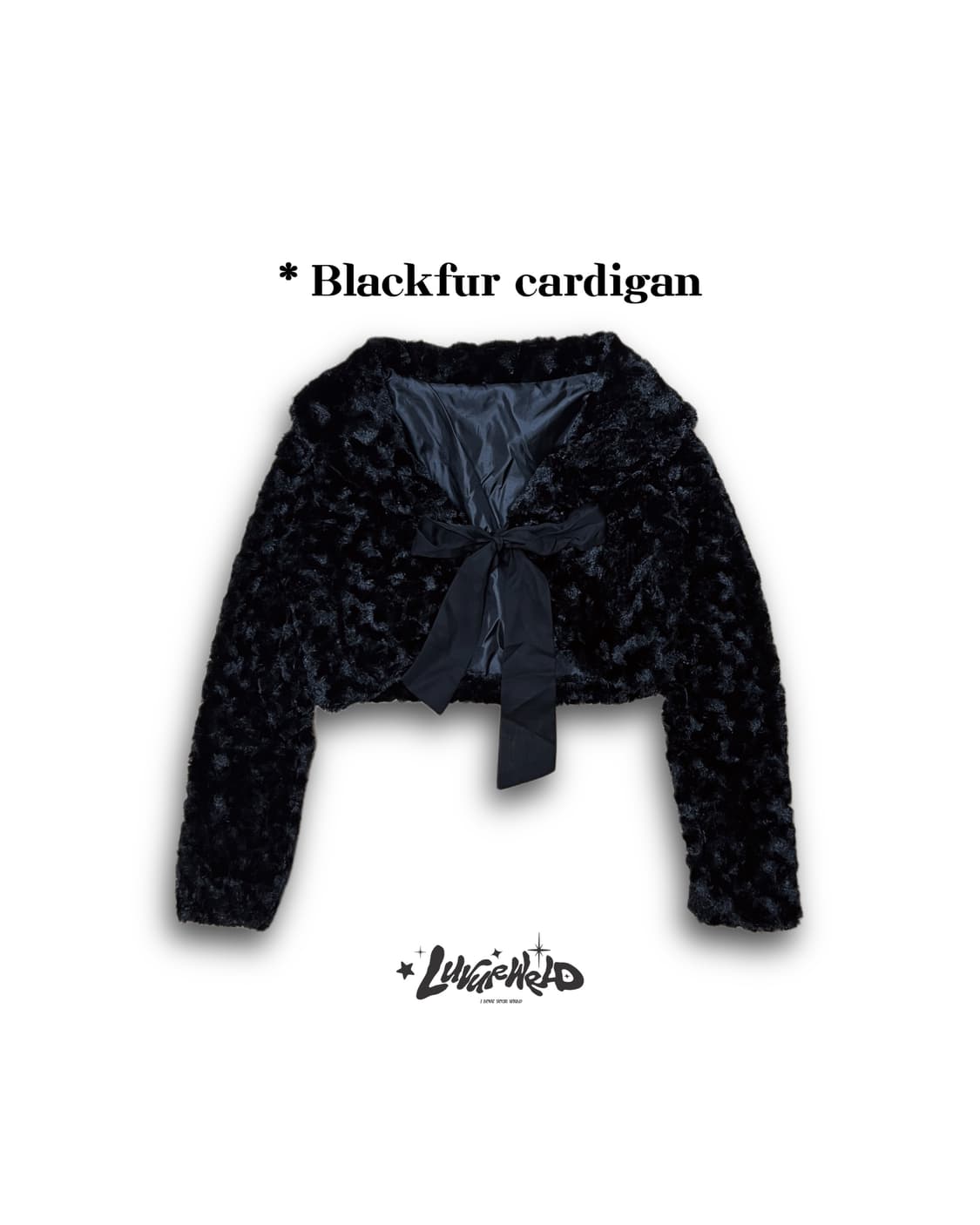 블랙 퍼 리본 가디건 갸루 상품이미지1