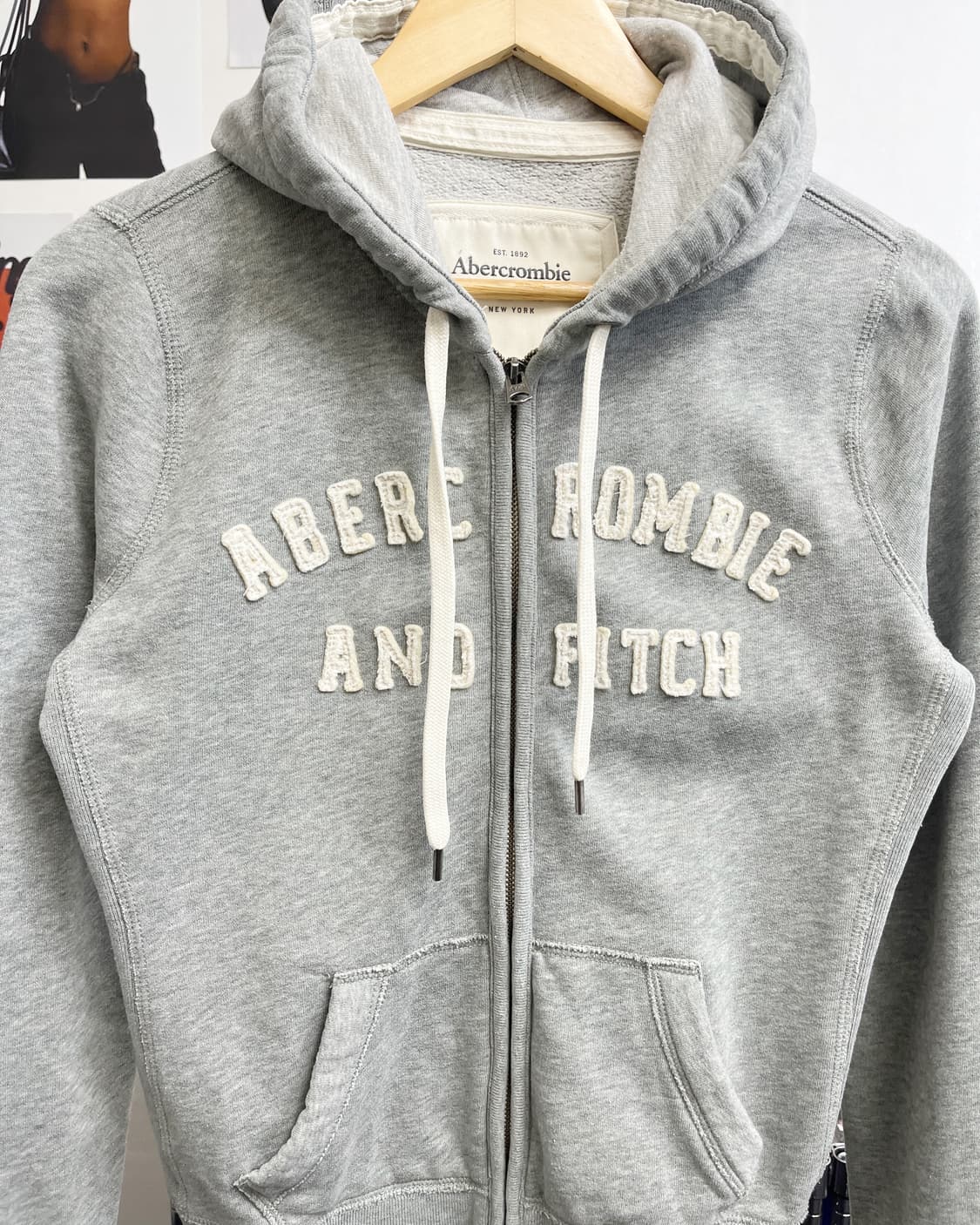 아베크롬비 아치로고 그레이 후드집업 상품이미지5