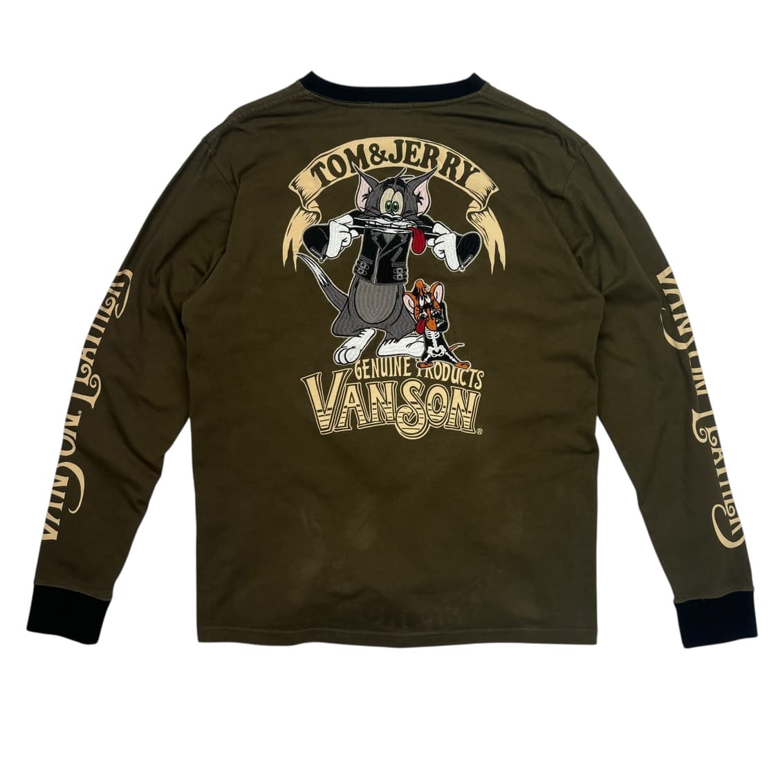 밴슨 레더 톰과제리 자수 카키 롱슬리브 M 상품이미지4