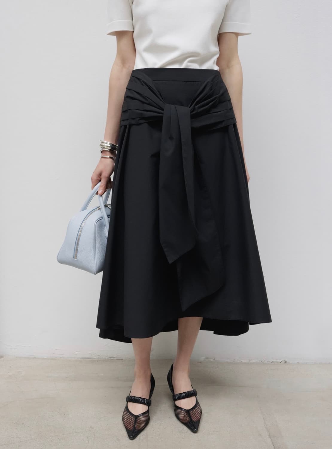 Orr 플레어 랩 스커트 블랙 상품이미지3