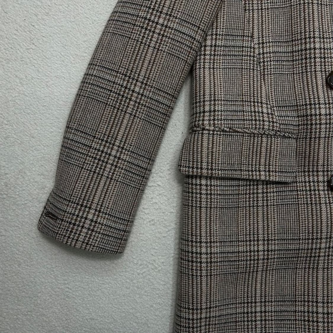 써스데이 아일랜드 더블여밈 체크 자수 맥시기장 코트 S 상품이미지2