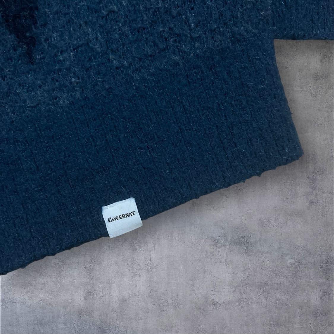 커버낫 네이비 컬러 아가일 모헤어 카라 니트 상품이미지2