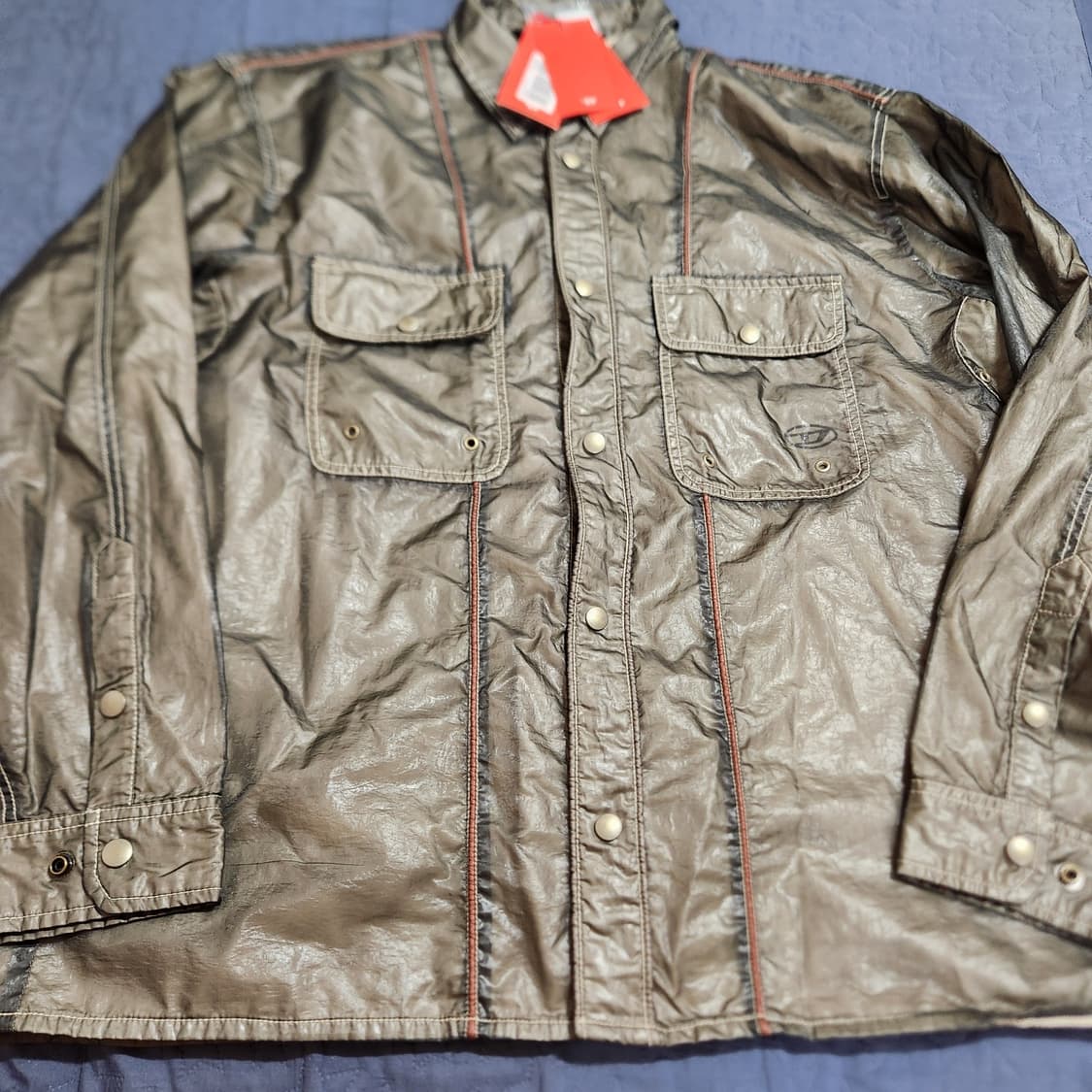 디젤 DIESEL S-U24 나일론 오버셔츠 자켓 올리브 L 상품이미지4