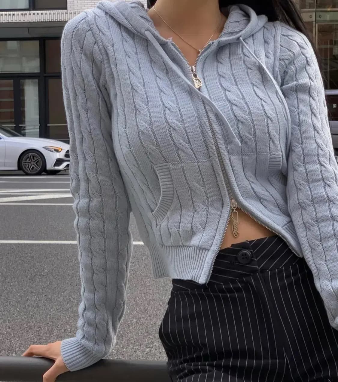 페일제이드 cotton knit hooded zip-up [grey] 상품이미지2