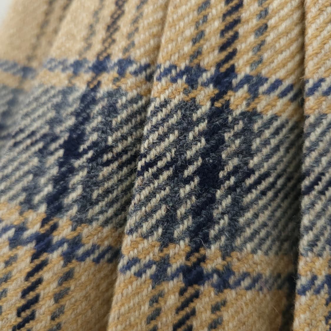 DAKS 모 혼방 체크 플리츠 베이지 미디스커트 일본빈티지 상품이미지8