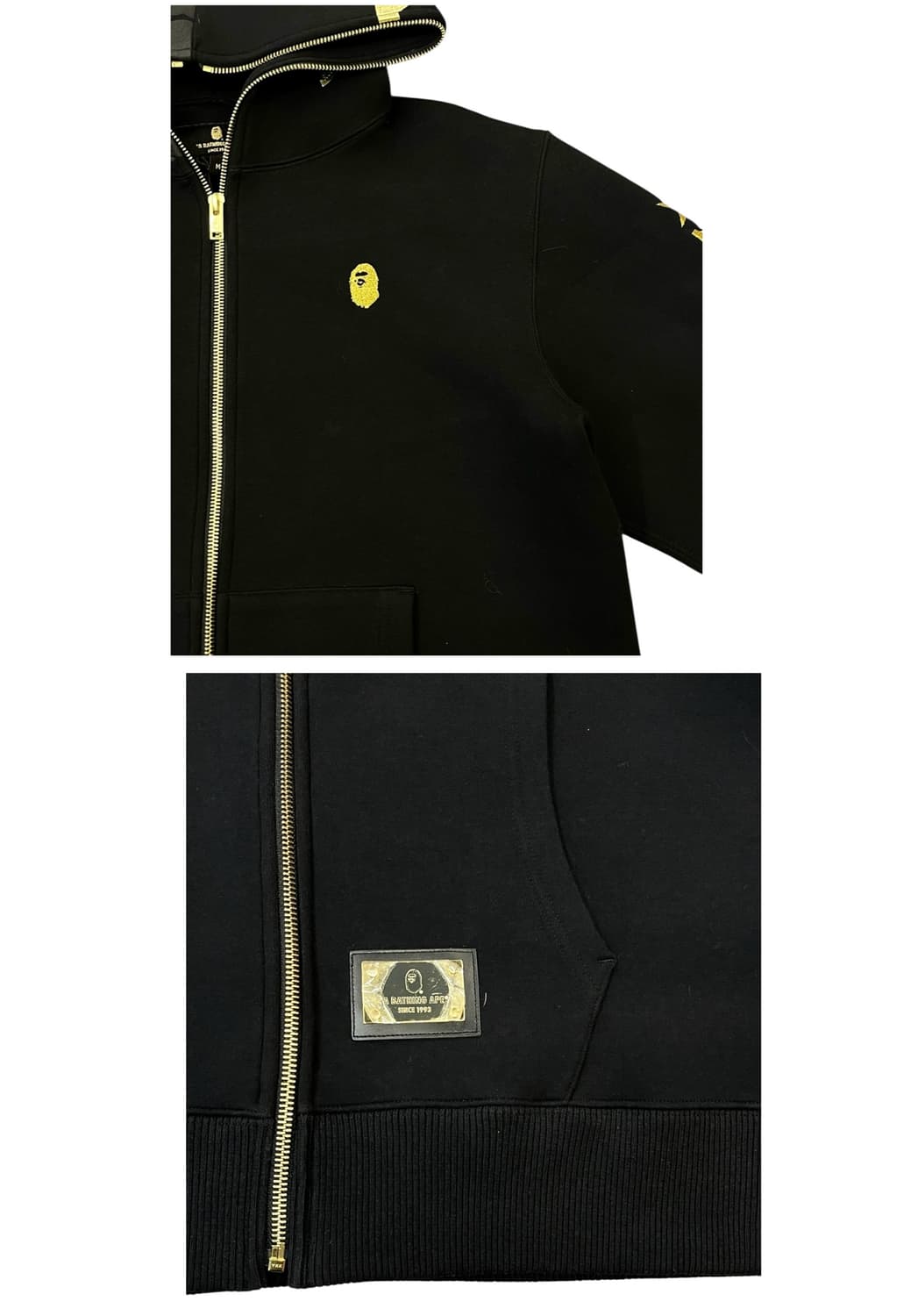 베이프 금장 샤크 후드집업 블랙 M #csz1782 상품이미지8