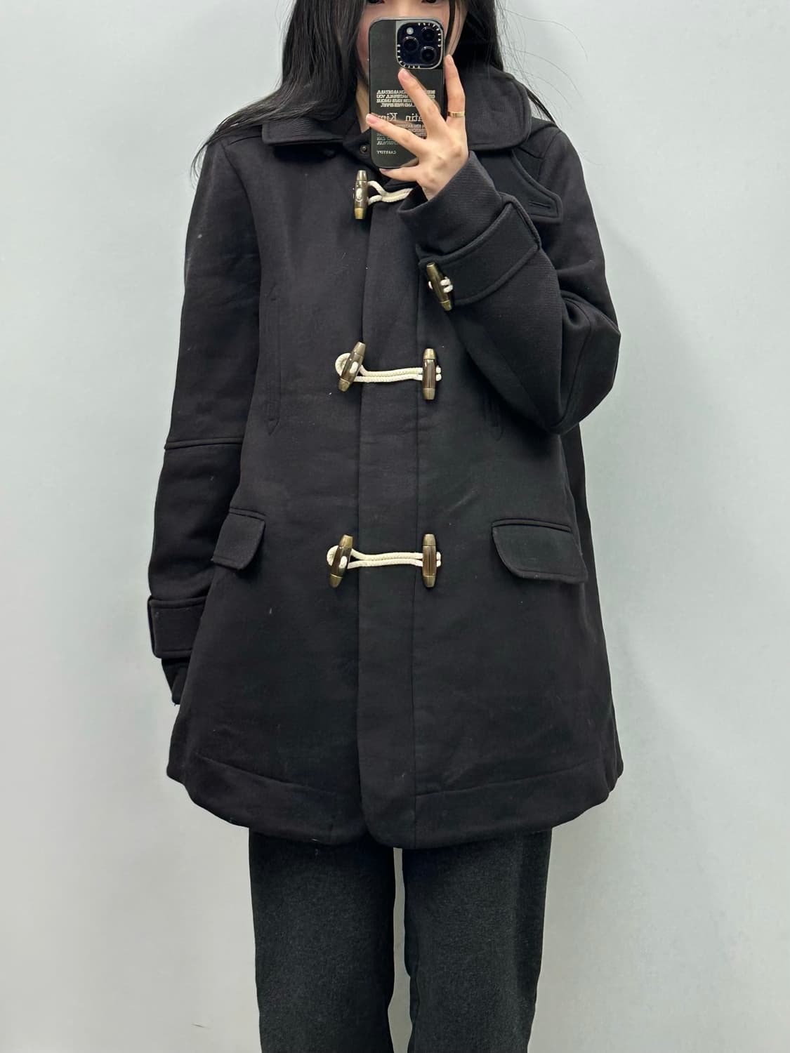 Asos 아소스 블랙 후드 더플 코트 상품이미지1