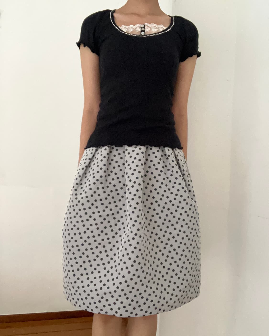그레이 도트 스커트 상품이미지4