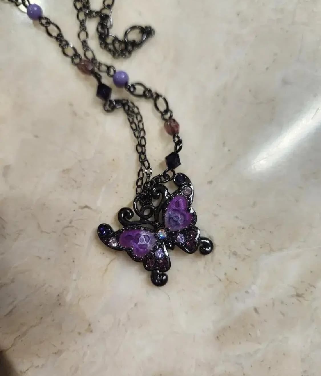 안나수이 아나수이 블랙 퍼플 나비 목걸이 상품이미지3